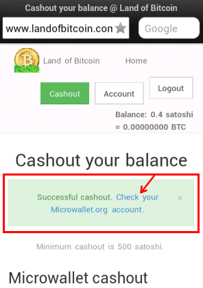 Сатоши выведенные с landofbitcoin на Microwallet