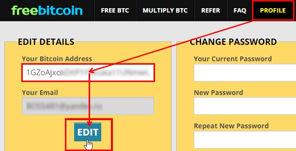 смена биткоин кошелька в freebitcoin