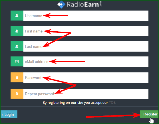 регистрация на RadioEarn