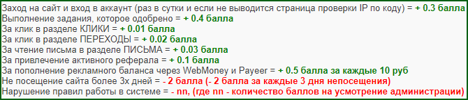 за какие действия начисляются баллы рейтинга на WMRok