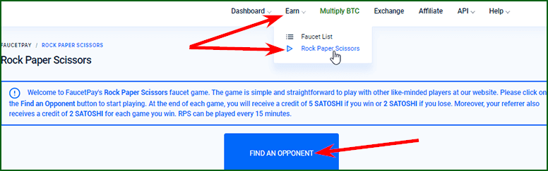 игра камень-ножницы-бумага с бесплатными биткоинами в микрокошельке FaucetPay