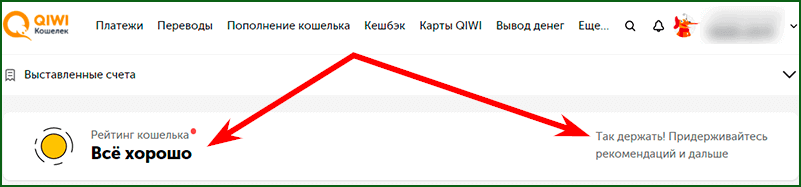 как узнать рейтинг в киви кошельке