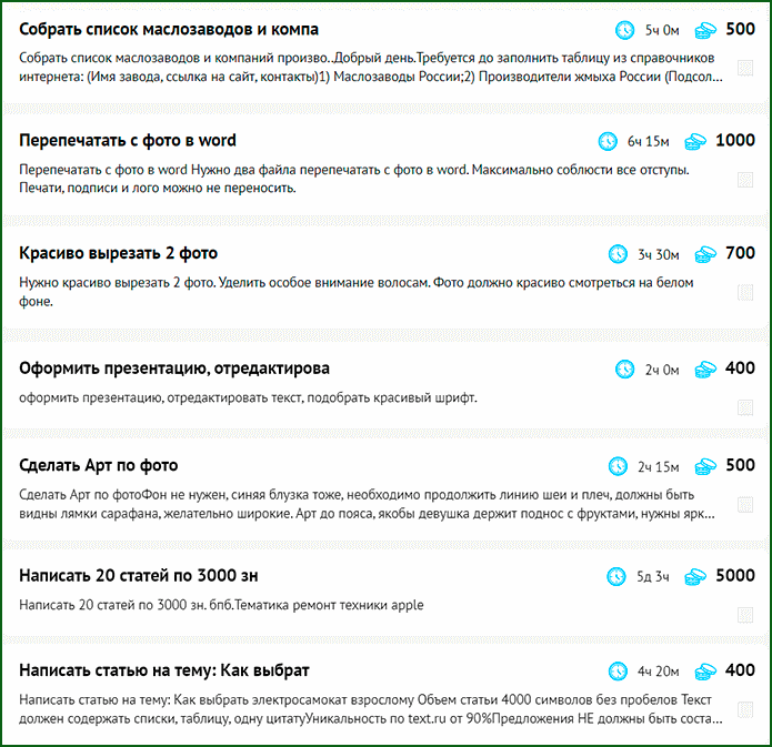 пример простых фриланс заданий для новичков подростков на бирже work-zilla